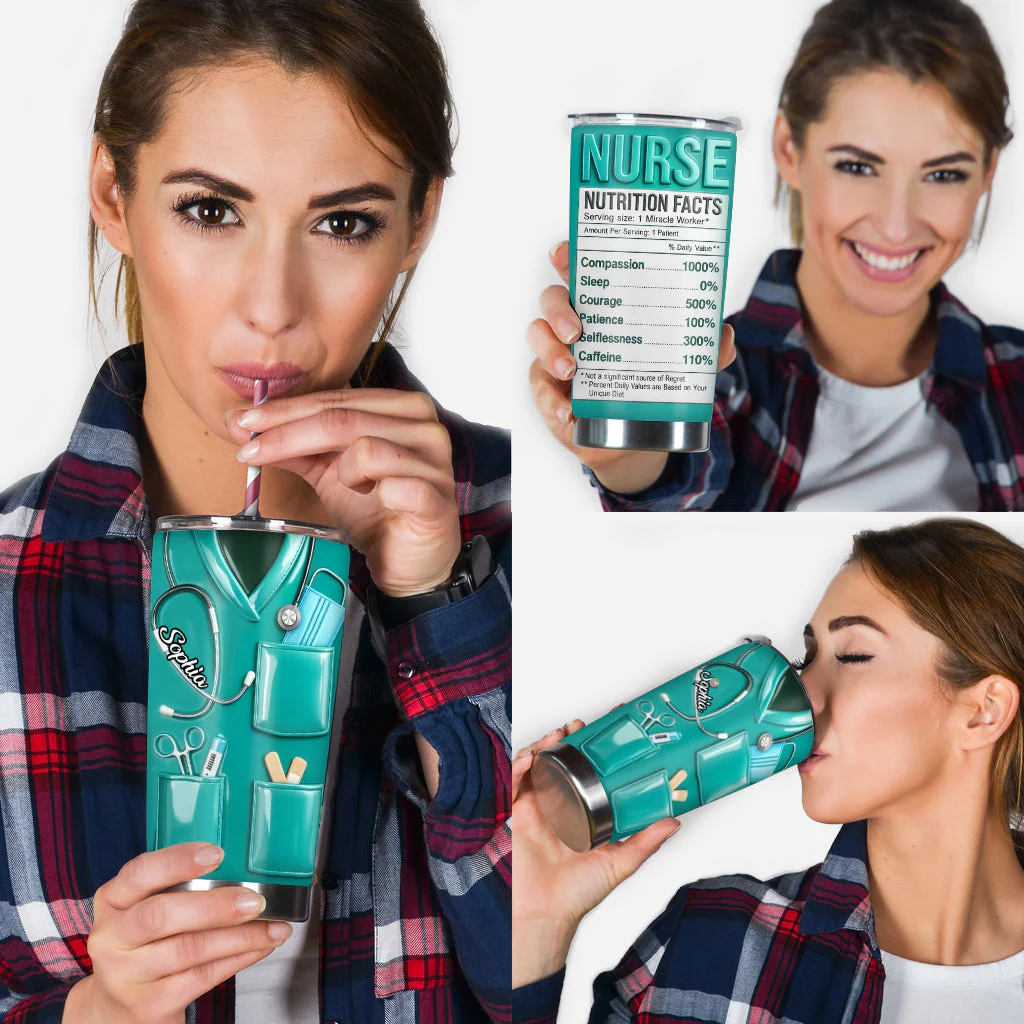 Nurse Nutritional Facts - Personalized Tumbler - Gift For Nurse HN02 - Image 4