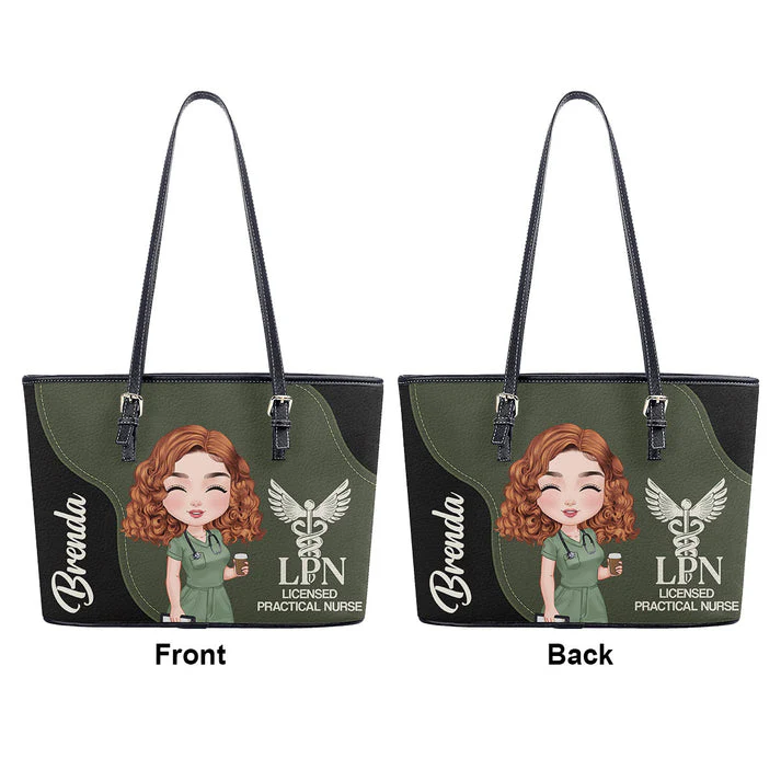 Nurse With Love - Personalized Leather Tote Bag - Gift For Nurse | NR4 HH01 - Image 4
