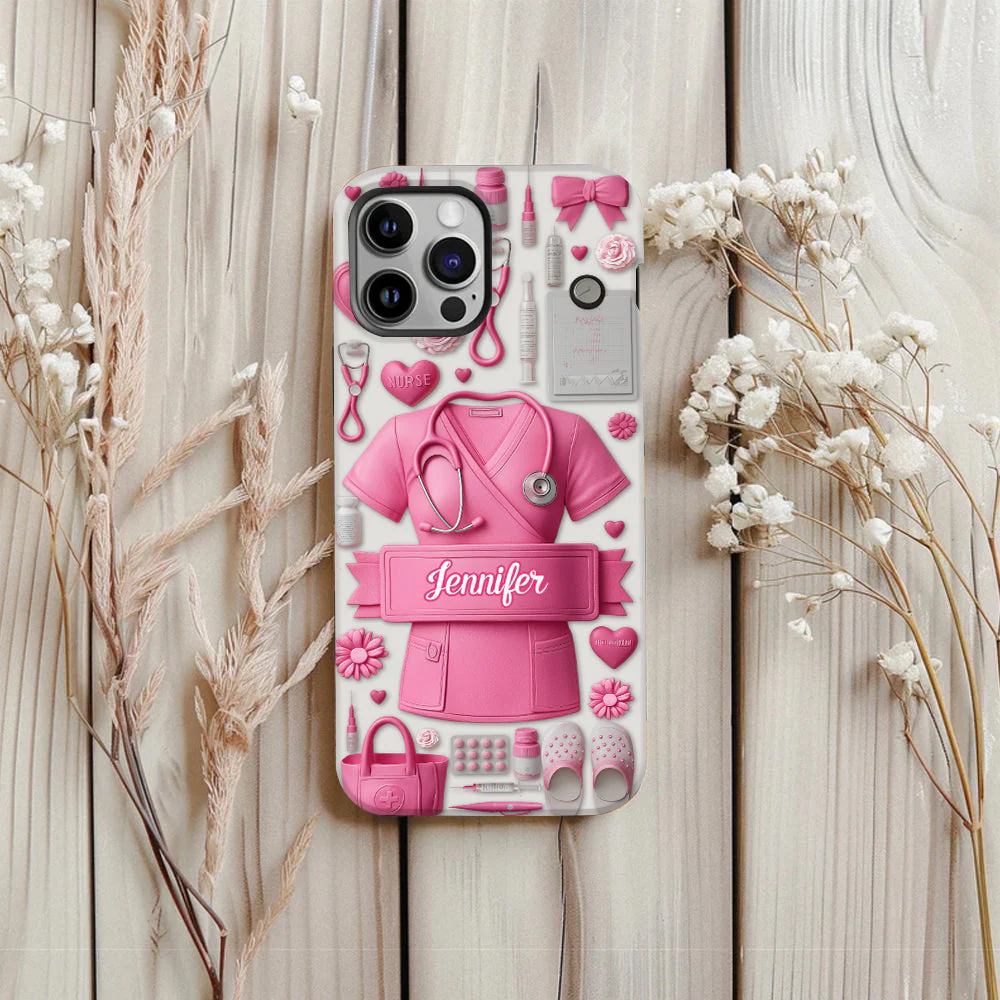 Nursing Is A Work Of Heart - Personalized Phone Case - Gift For Nurse - Image 3