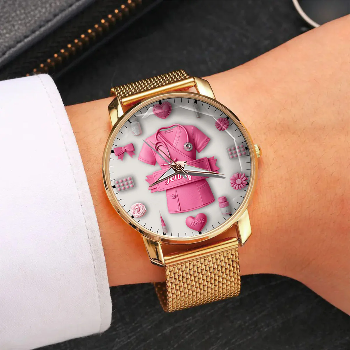 Nursing Is A Work Of Heart - Personalized Women Hand Watch - Gift For Nurse - Image 4