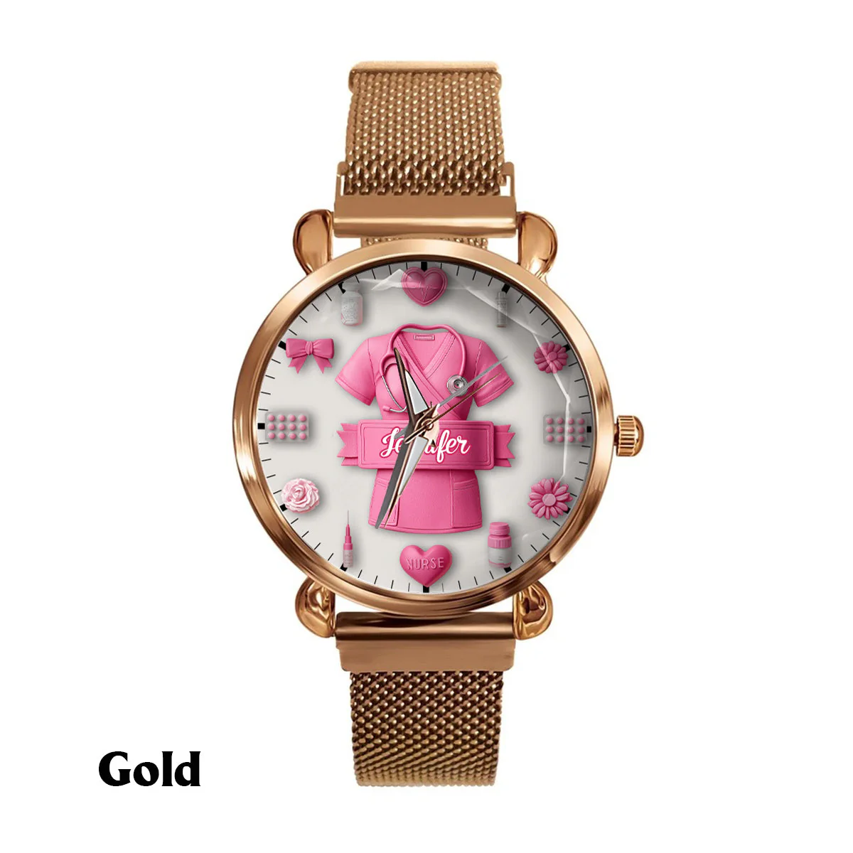 Nursing Is A Work Of Heart - Personalized Women Hand Watch - Gift For Nurse - Image 8