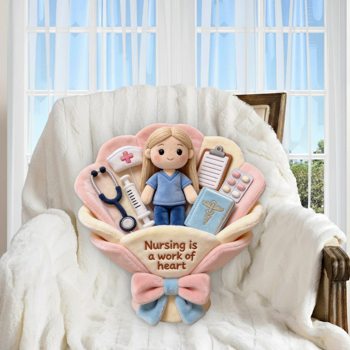 Nursing Is A Work Of Heart Plush Bouquet Thank You - Personalized Custom Shaped Pillow - Gift For Nurse - Image 3