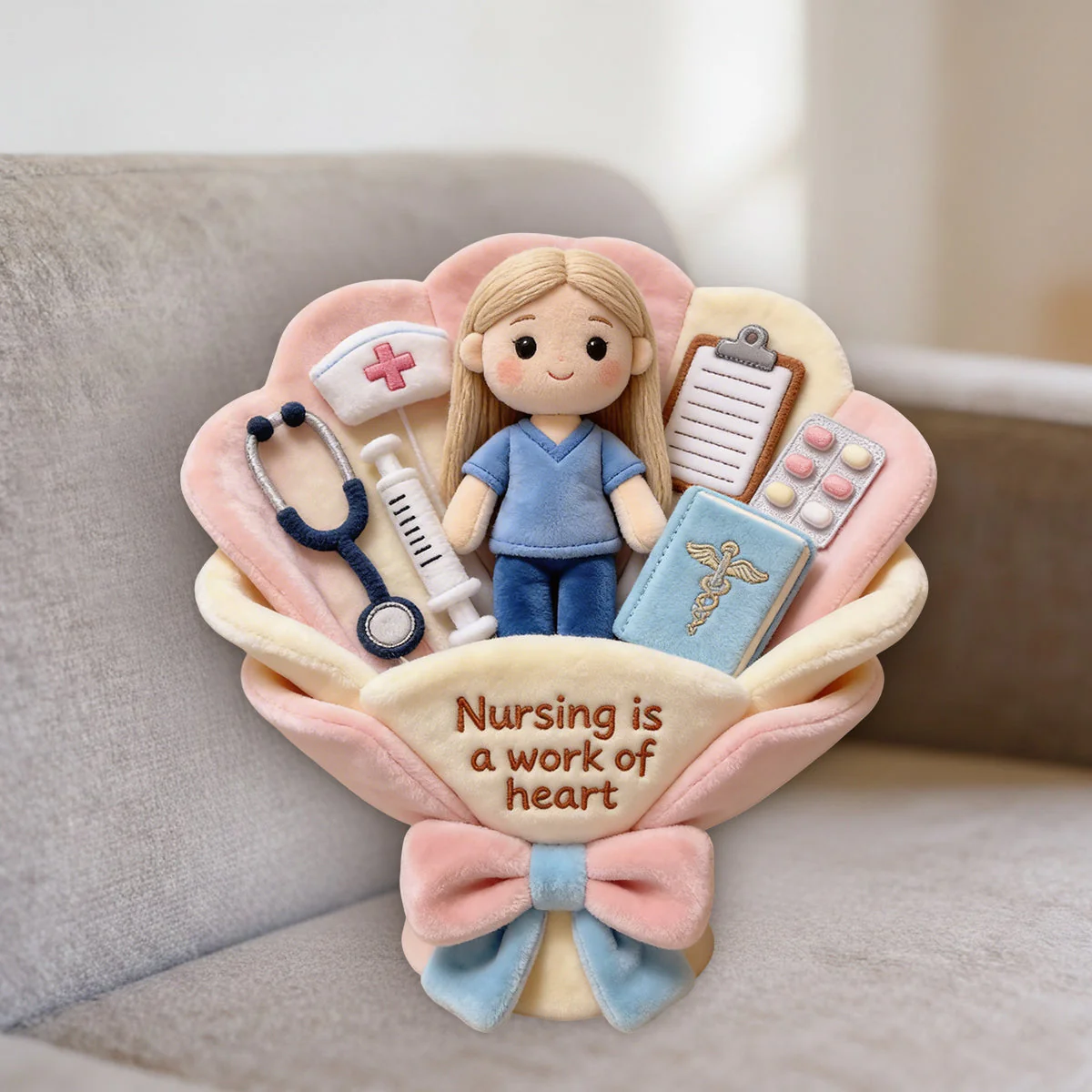 Nursing Is A Work Of Heart Plush Bouquet Thank You - Personalized Custom Shaped Pillow - Gift For Nurse - Image 4