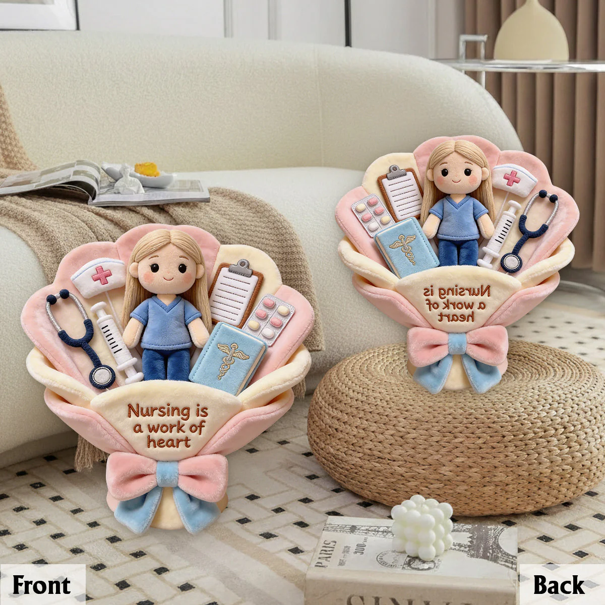 Nursing Is A Work Of Heart Plush Bouquet Thank You - Personalized Custom Shaped Pillow - Gift For Nurse - Image 5