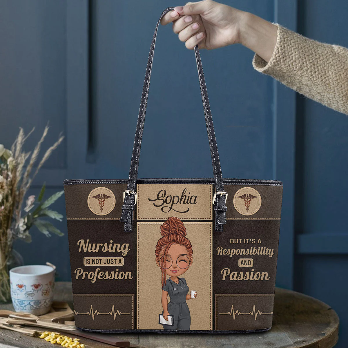 Nursing Is Not Just A Profession - Personalized Leather Tote Bag - Gift For Nurse | NR4 HH01 - Image 3