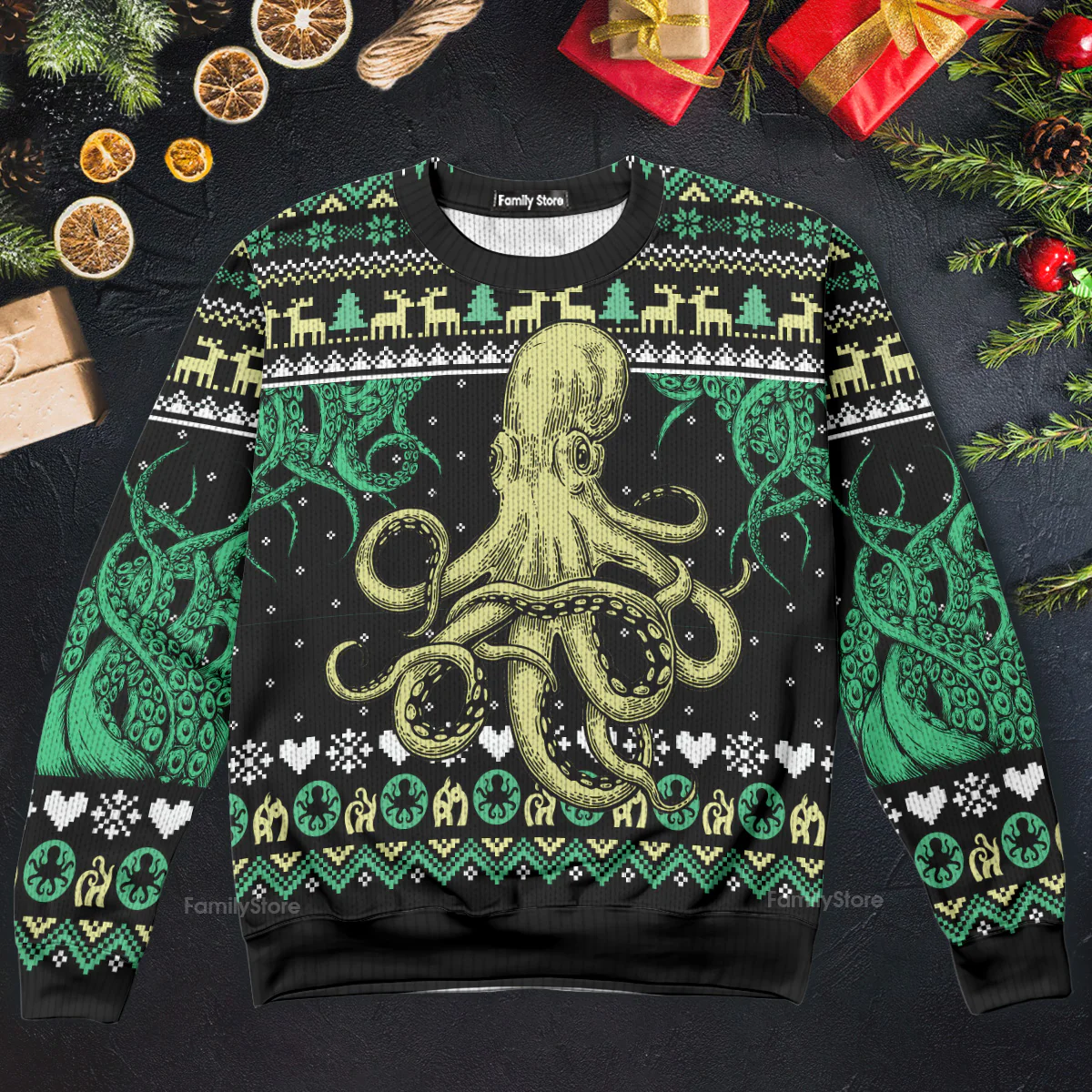Octopus Cool Funny Ugly Christmas Sweater - Image 2