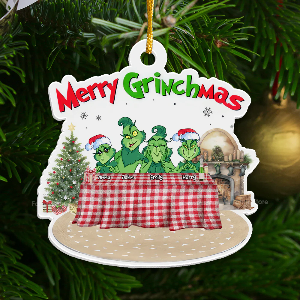 On My Way To The Grinch Party - Gift For Family Members - Personalized Acrylic Ornament  - CL27 NA94 - Image 2