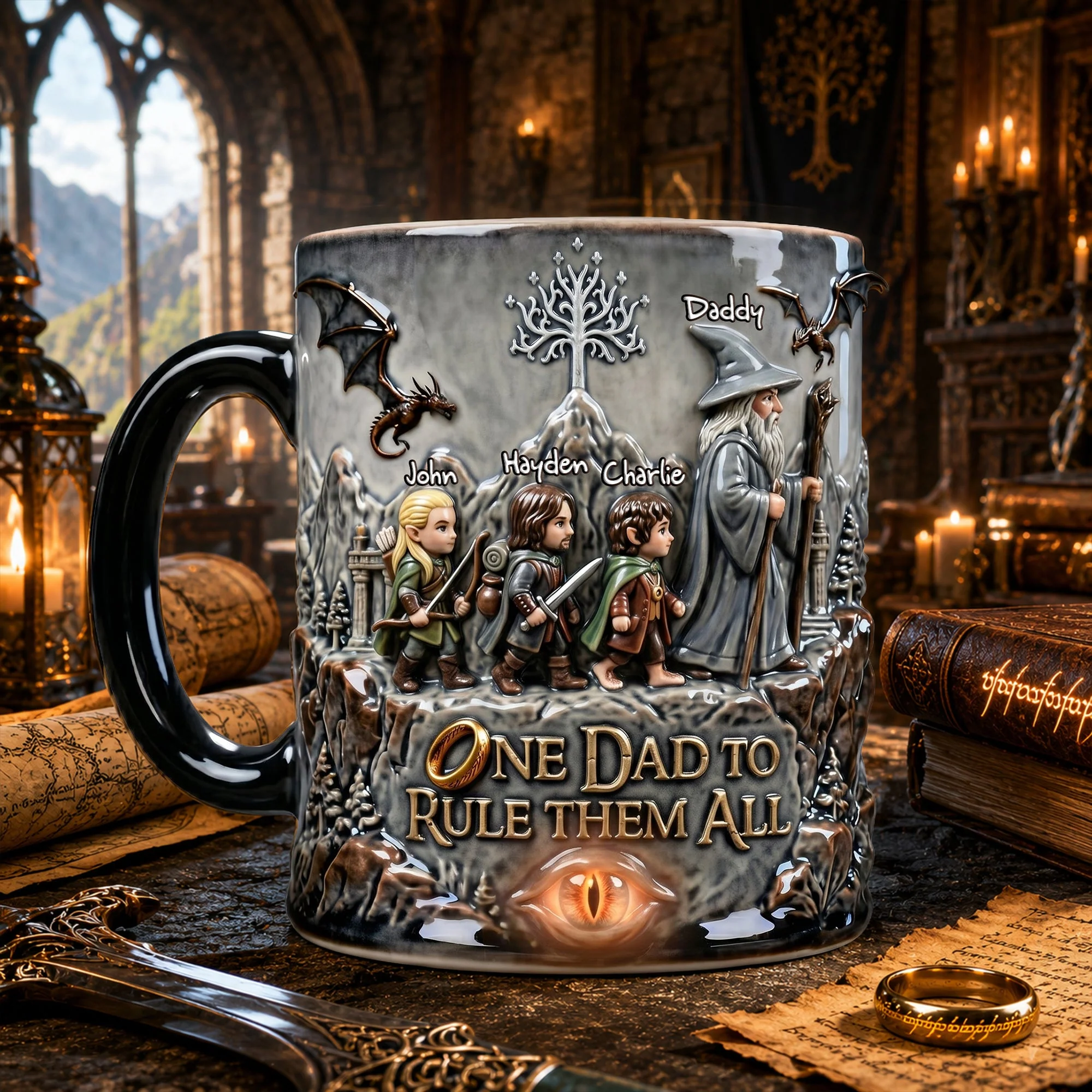 One Dad To Rule Them All - Personalized Coffee Mug - Gift For Father's Day - Image 2