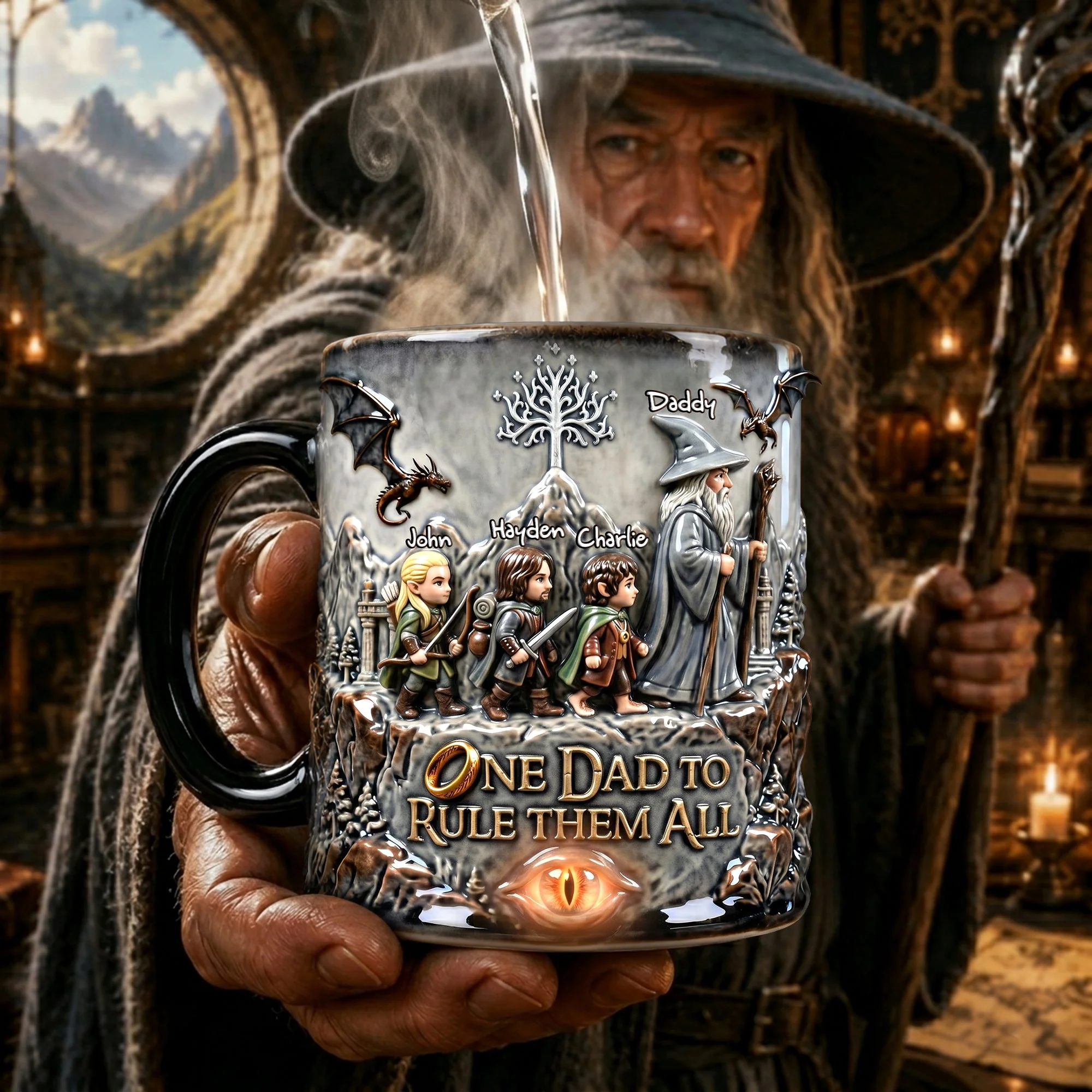 One Dad To Rule Them All - Personalized Coffee Mug - Gift For Father's Day - Image 3