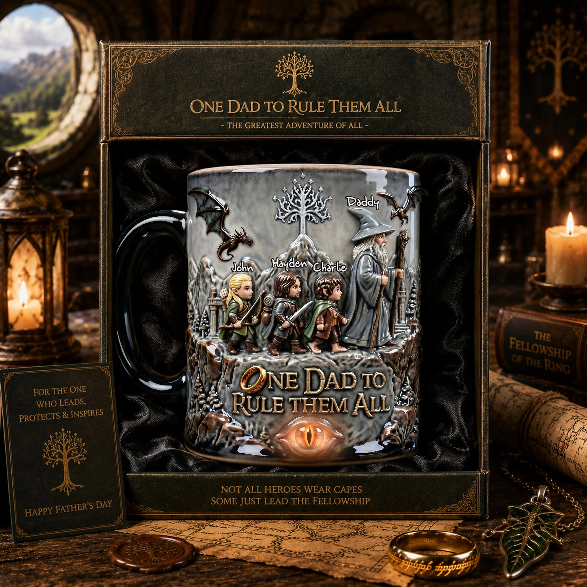 One Dad To Rule Them All - Personalized Coffee Mug - Gift For Father's Day - Image 4