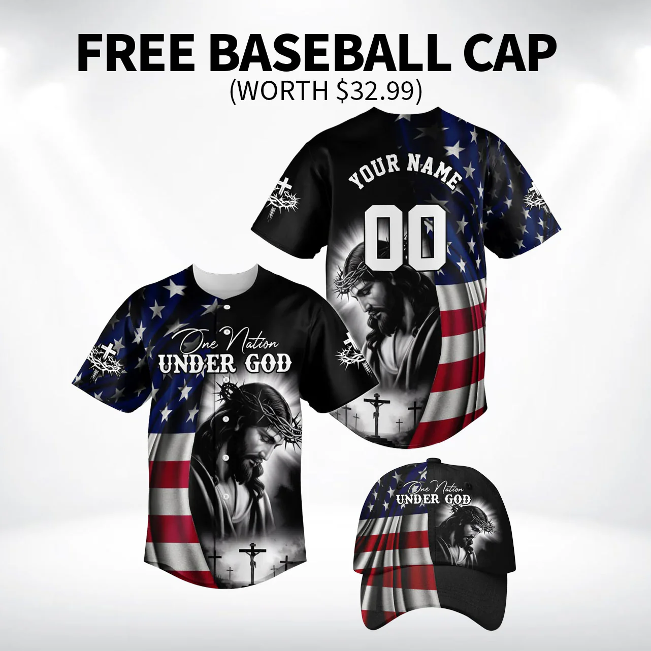 One Nation Under God Baseball Jersey Bundle