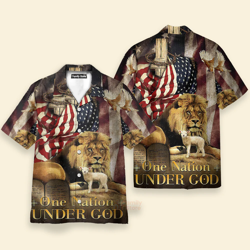One Nation Under God Chest Pocket Short Sleeve Casual Shirt Hawaiian Shirt - Image 2