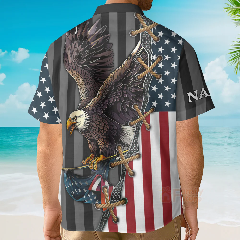 Custom Name One Nation Under God Jesus Christian 4 Of July - Personalized Hawaiian Shirt - Image 3