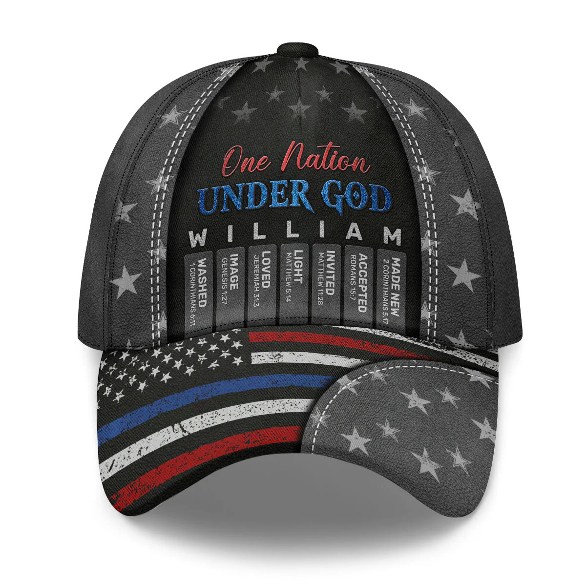 One Nation Under God Letter Names - Personalized Classic Cap - Gift For Him