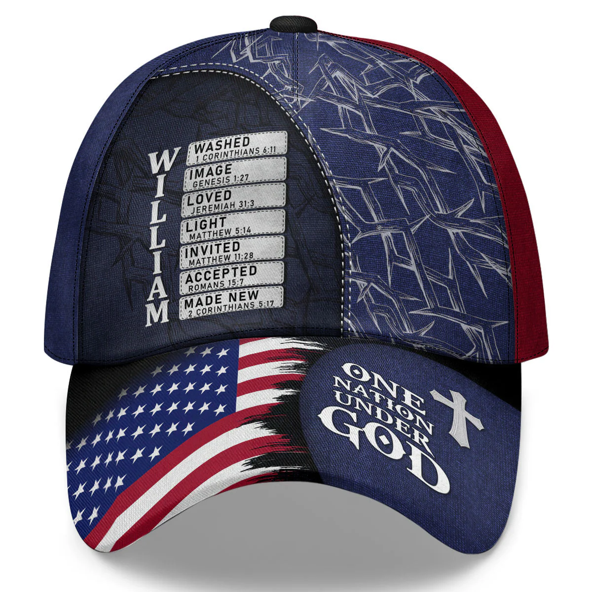 One Nation Under God - Personalized Classic Cap - Christian Gift For Him BA01 - Image 6