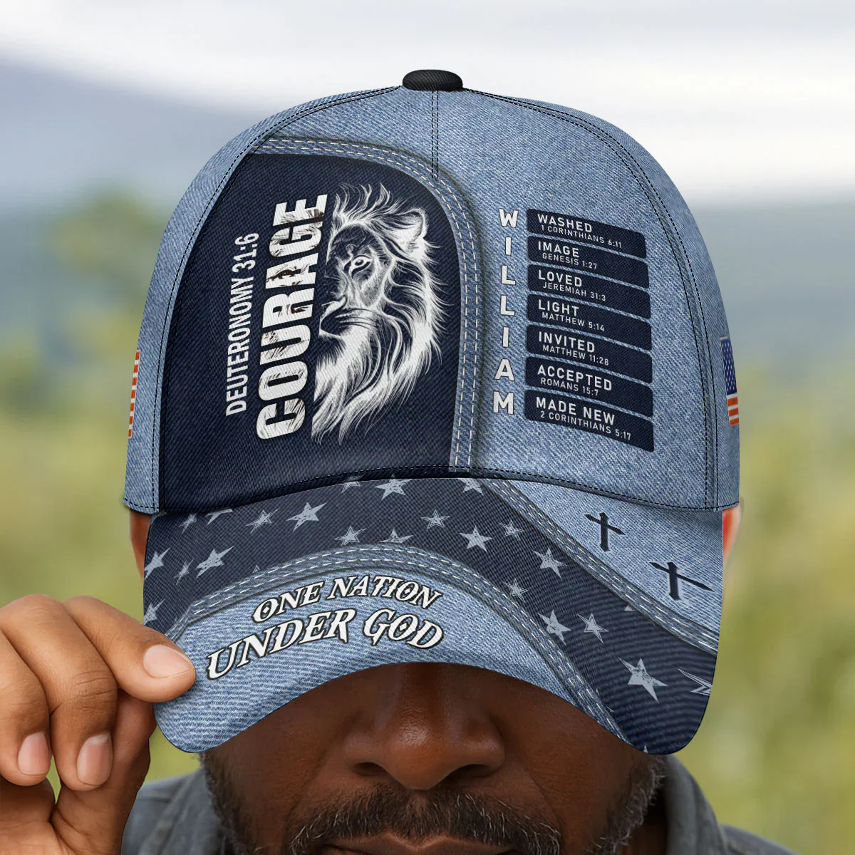 One Nation Under God - Personalized Classic Cap - Image 2