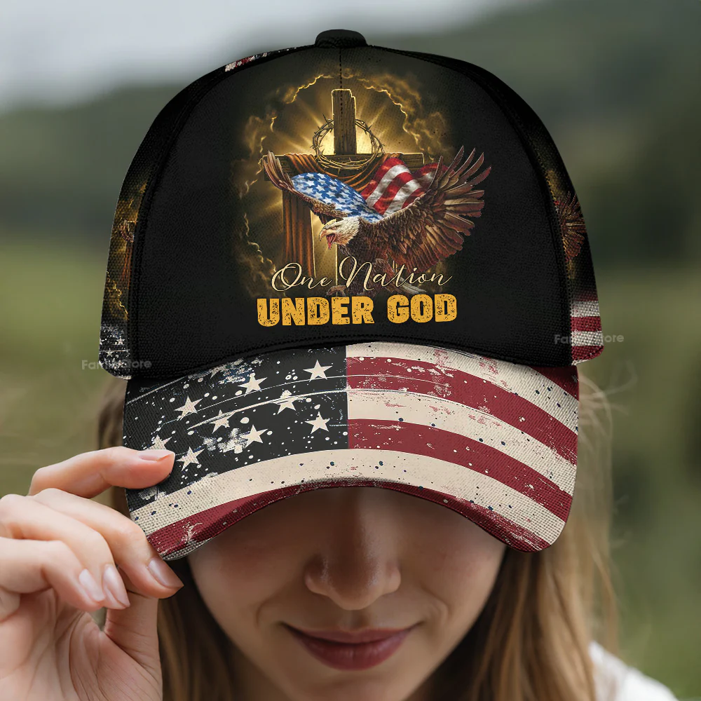 One Nation Under God - Personalized Classic Cap - Gift For Him - Image 3