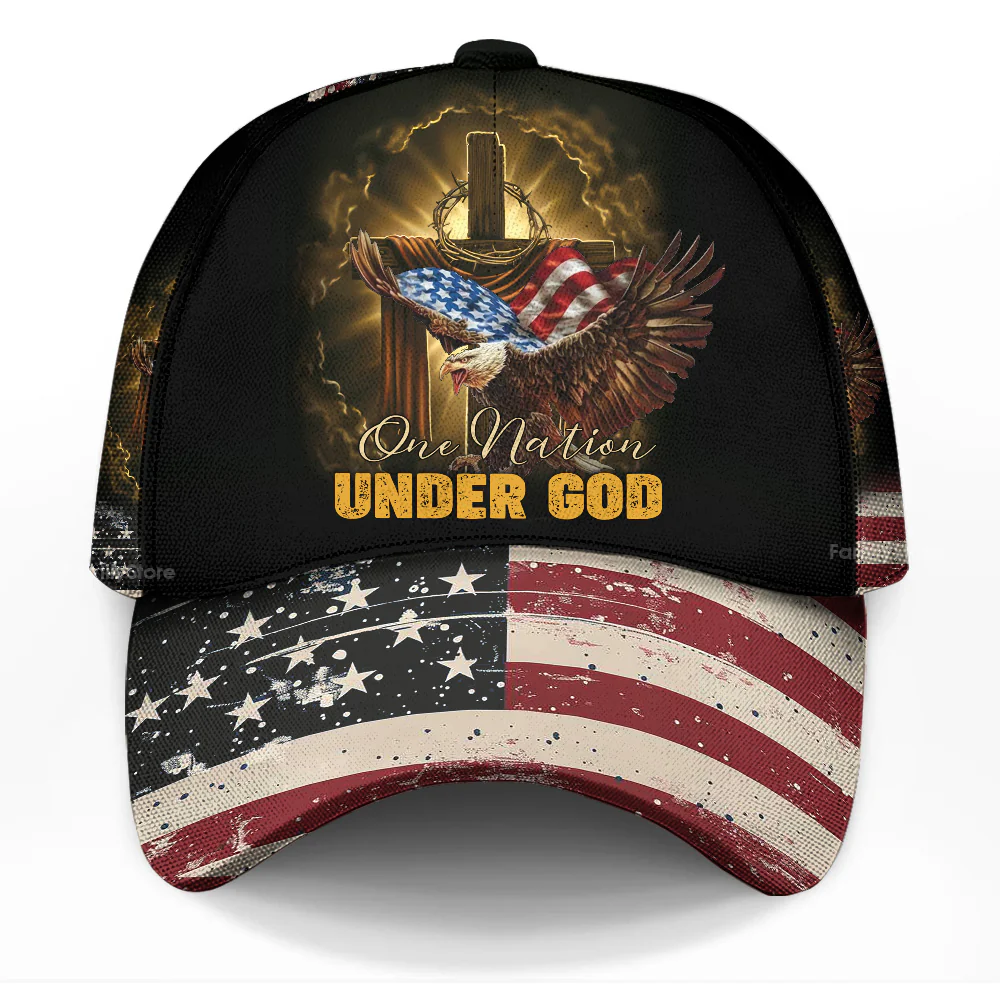 One Nation Under God - Personalized Classic Cap - Gift For Him - Image 5