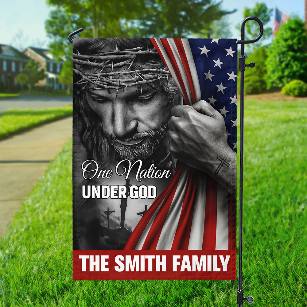 . One Nation Under God - Personalized Flag - Patriotic Gift For Family, American Christian HN02 - Image 3