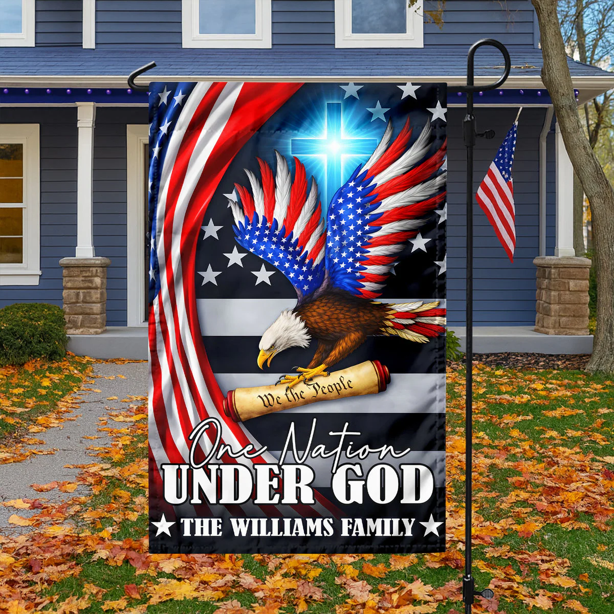 One Nation Under God USA Eagle - Personalized Flag - Patriotic Gift For Family HN02 - Image 6
