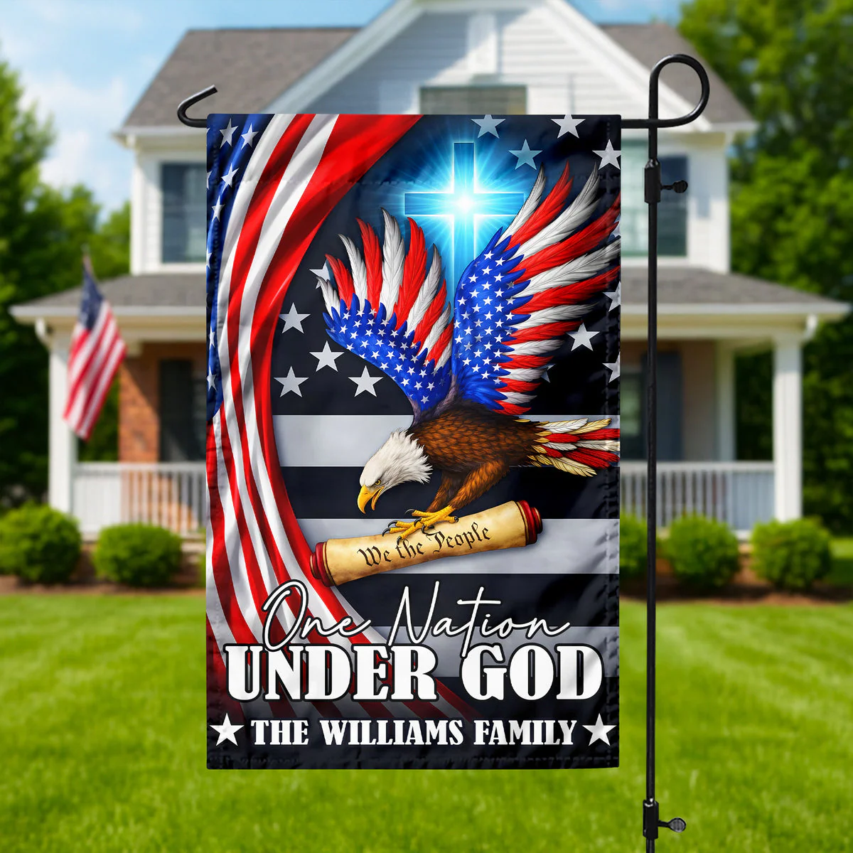 One Nation Under God USA Eagle - Personalized Flag - Patriotic Gift For Family HN02 - Image 7