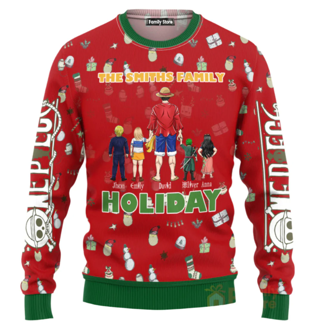 OnPi Pirate Adventure Family Happy Holidays - Personalized Ugly Sweatshirt - Gift for Dad, Grandpa, Husband, CL11 NH96