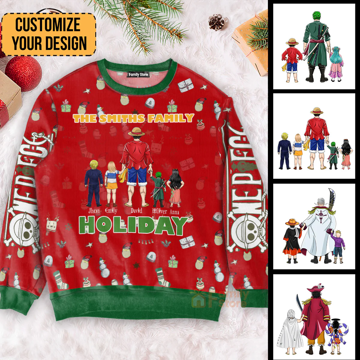 OnPi Pirate Adventure Family Happy Holidays - Personalized Ugly Sweatshirt - Gift for Dad, Grandpa, Husband, CL11 NH96 - Image 3