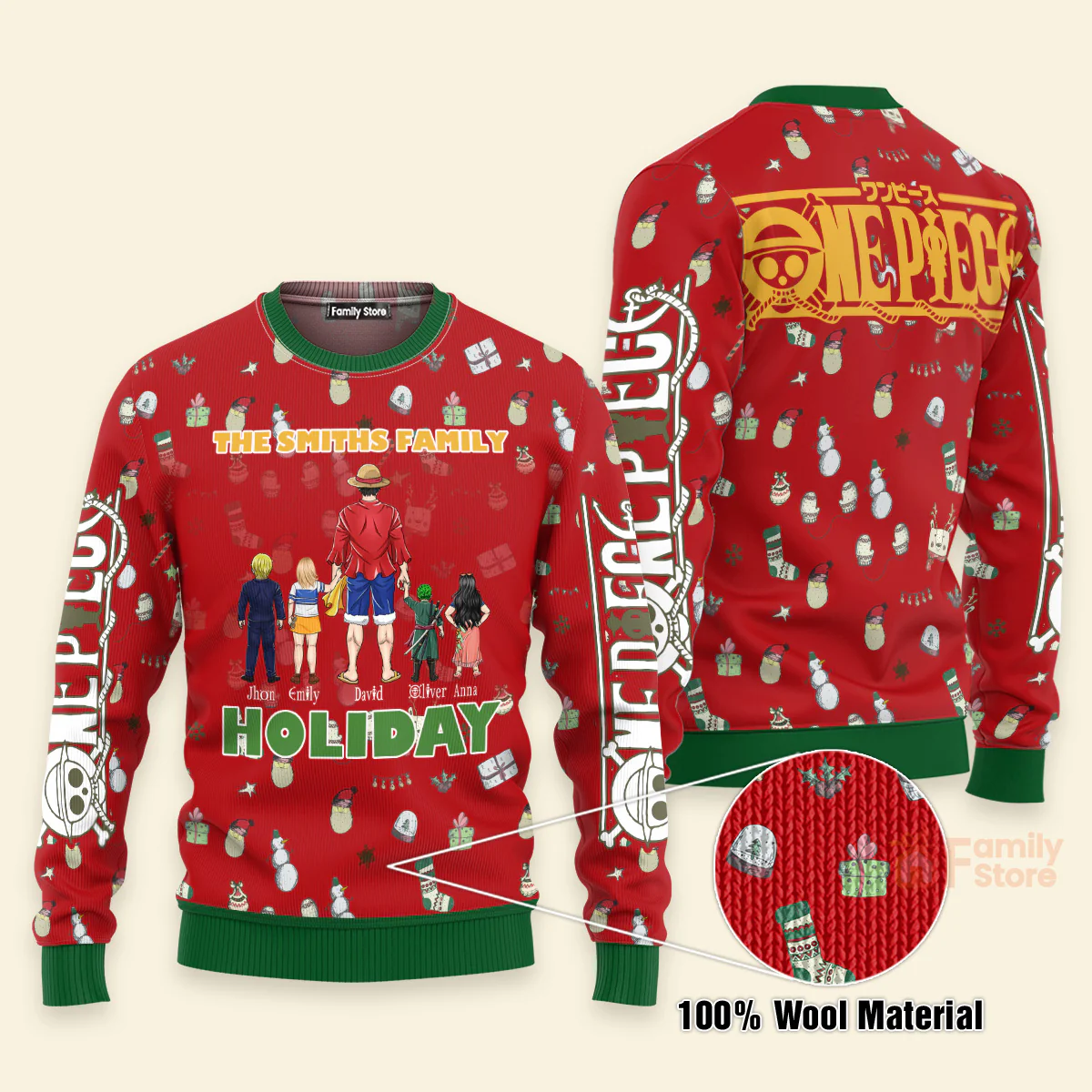 OnPi Pirate Adventure Family Happy Holidays - Personalized Ugly Sweatshirt - Gift for Dad, Grandpa, Husband, CL11 NH96 - Image 5