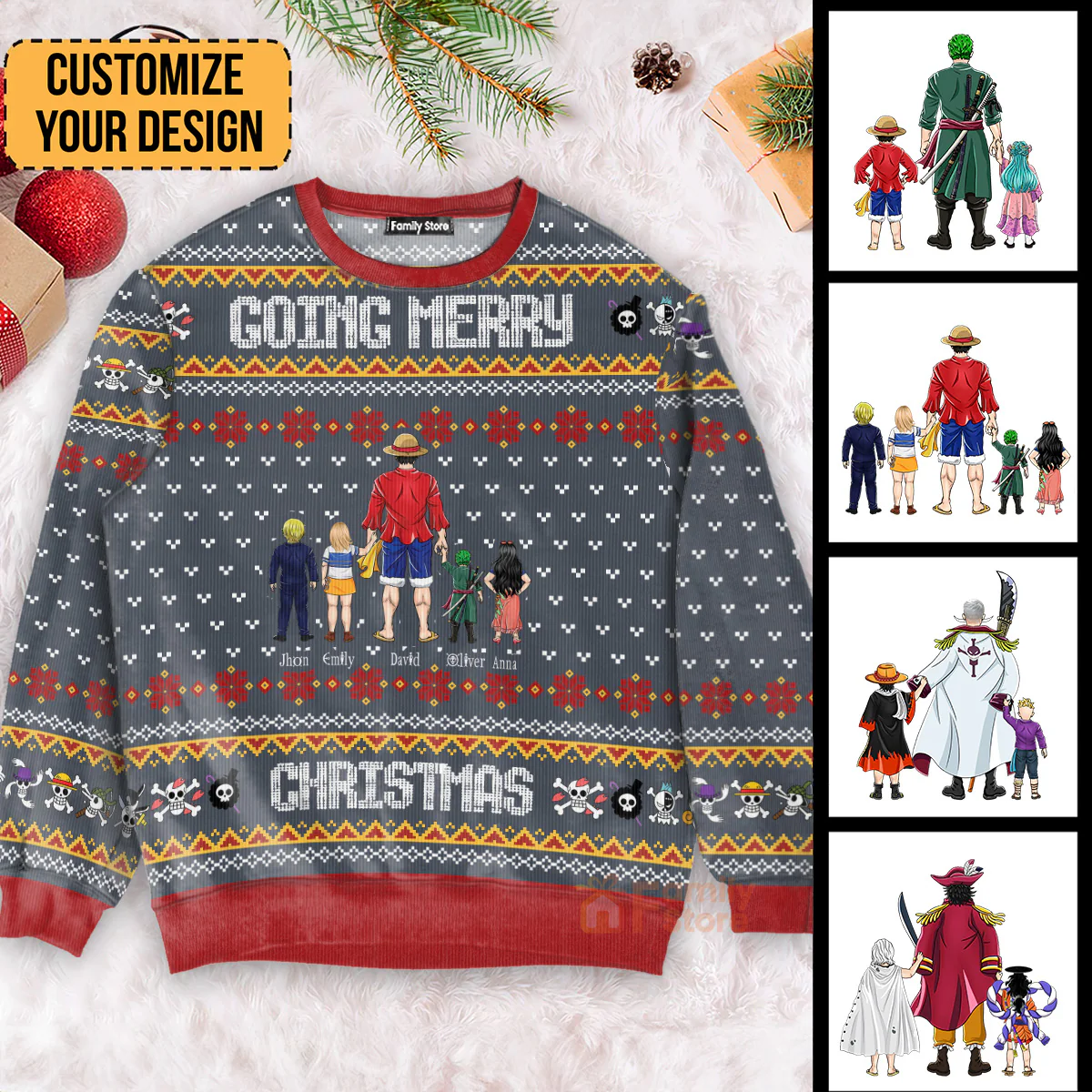 OnPi Pirate Adventure Straw Hat Priate - Personalized Ugly Sweatshirt - Gift for Dad, Grandpa, Husband CL11 NH96 - Image 4