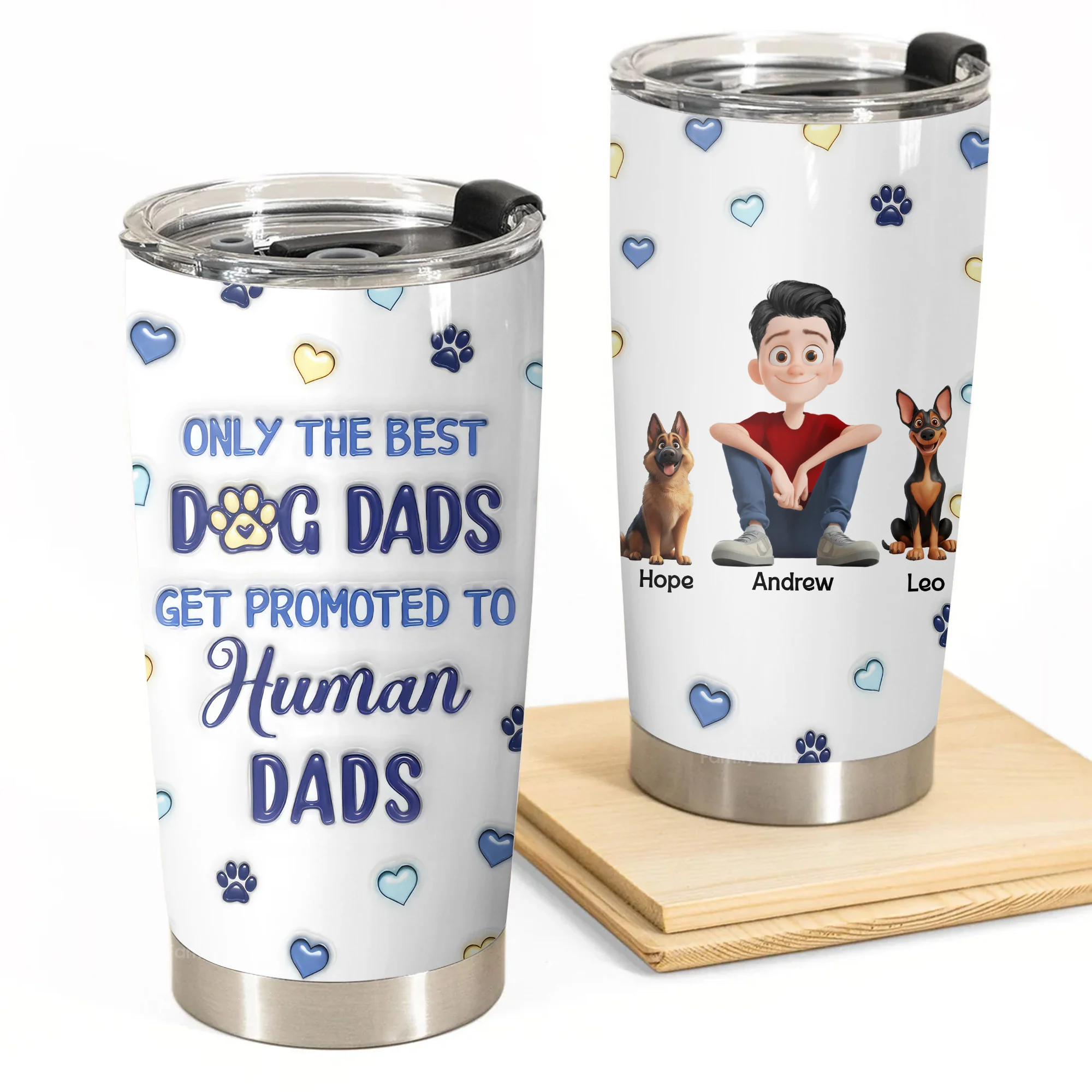 Only The Best Pet Parents Become Human Parents 3D Inflated Effect Cartoon Dog - Personalized Tumbler Cup - Gift for Pet Owners, Pet Lovers, Dog Dad | CLP15 NH96