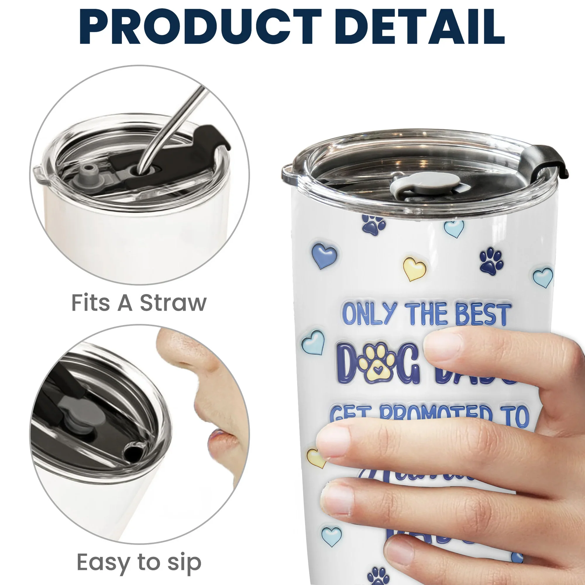 Only The Best Pet Parents Become Human Parents 3D Inflated Effect Cartoon Dog - Personalized Tumbler Cup - Gift for Pet Owners, Pet Lovers, Dog Dad | CLP15 NH96 - Image 5