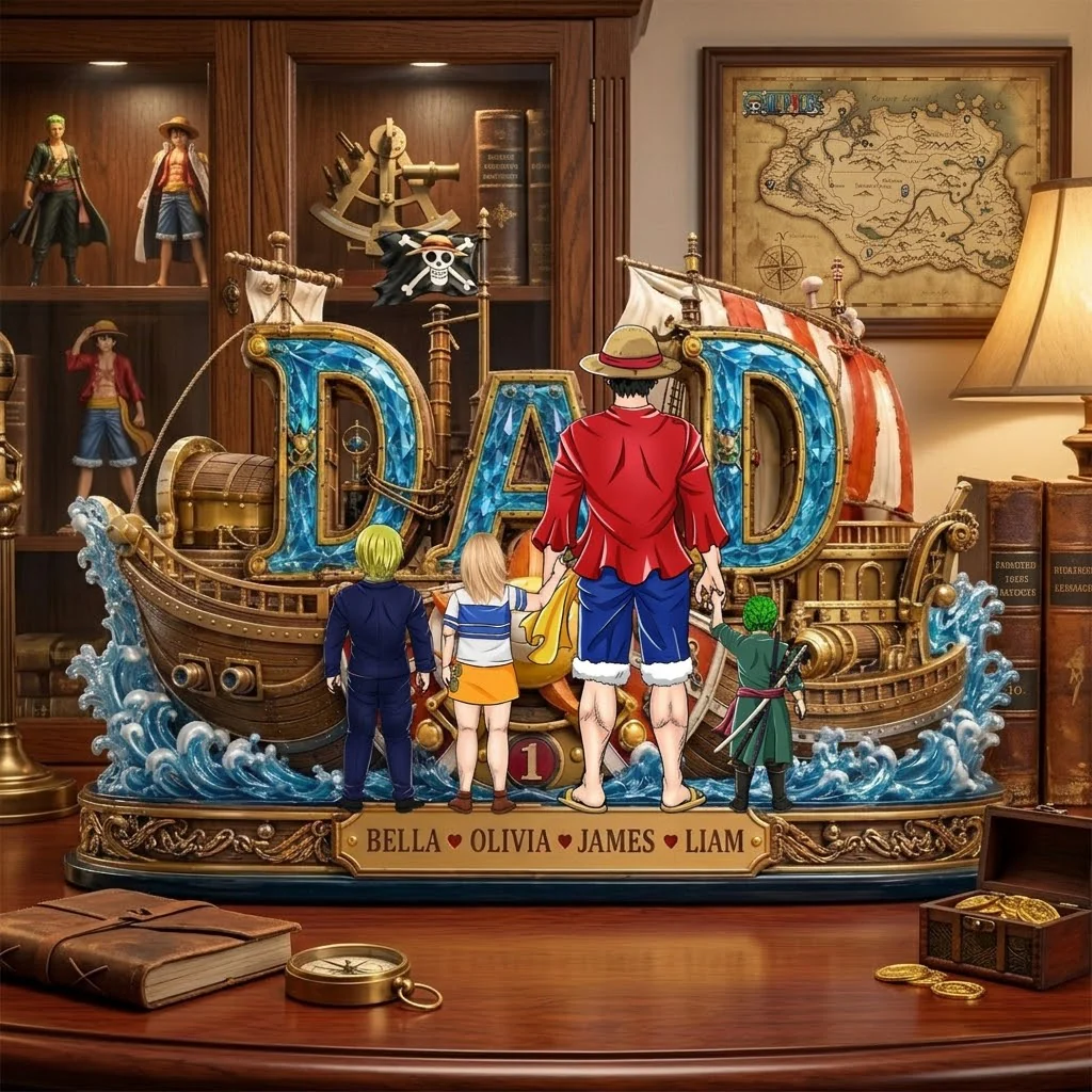 OnPi Adventure Pirate King Anime Dad  - Personalized Acrylic Plaque - Gifts For Dad - Image 2