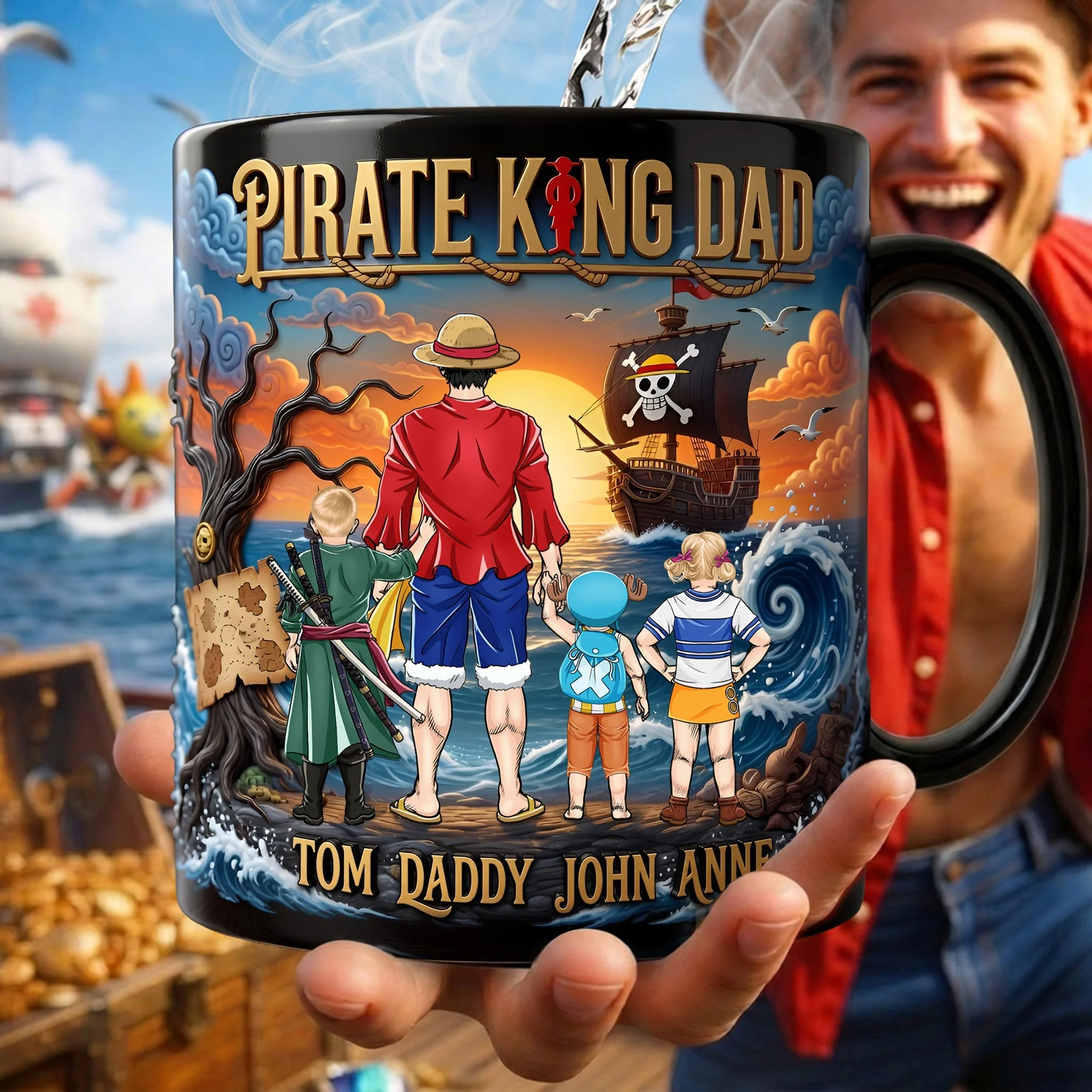 OnPi Adventure Pirate King Anime Dad  - Personalized Color Changing Mug - Gifts For Dad - Image 2