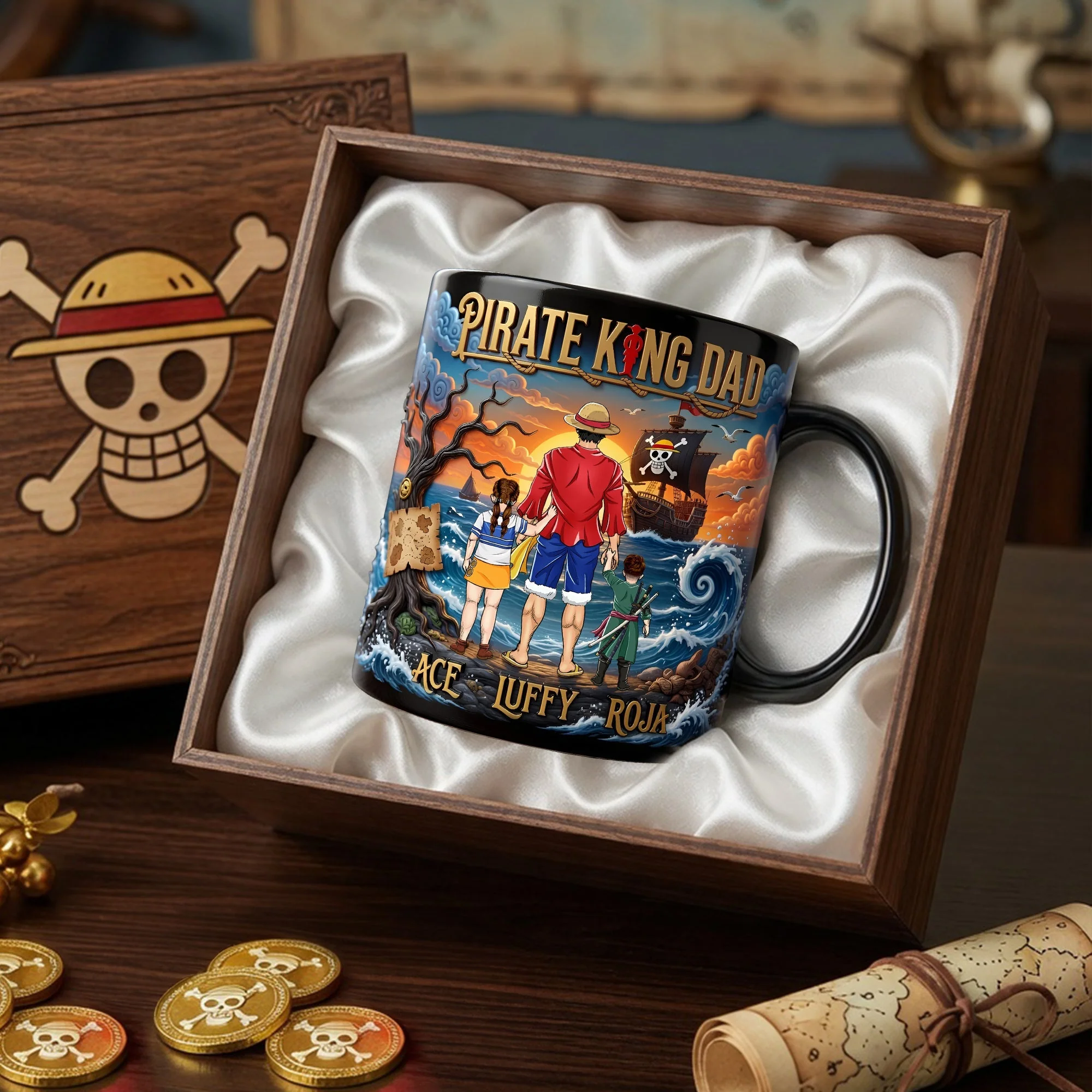 OnPi Adventure Pirate King Anime Dad  - Personalized Color Changing Mug - Gifts For Dad - Image 3