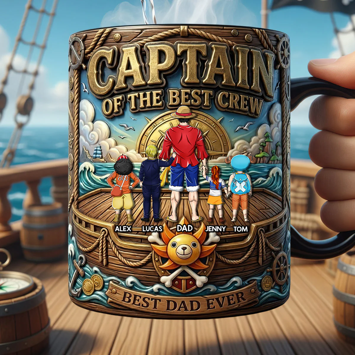 OnPi Captian Of The Best Crew - Personalized Mug - Gift For Dad - Image 2