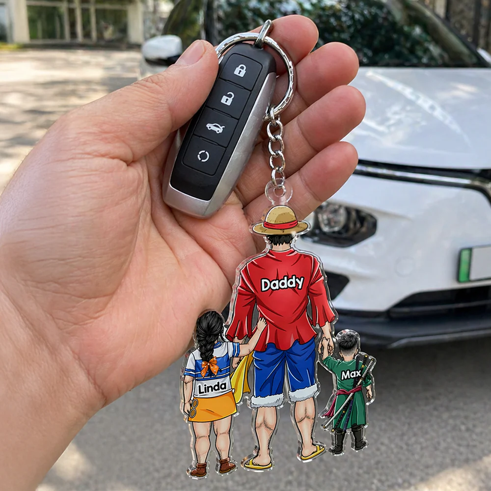 OnPi Dad And Kids - Personalized Acrylic Keychain - Gift For Dad HN02 - Image 2
