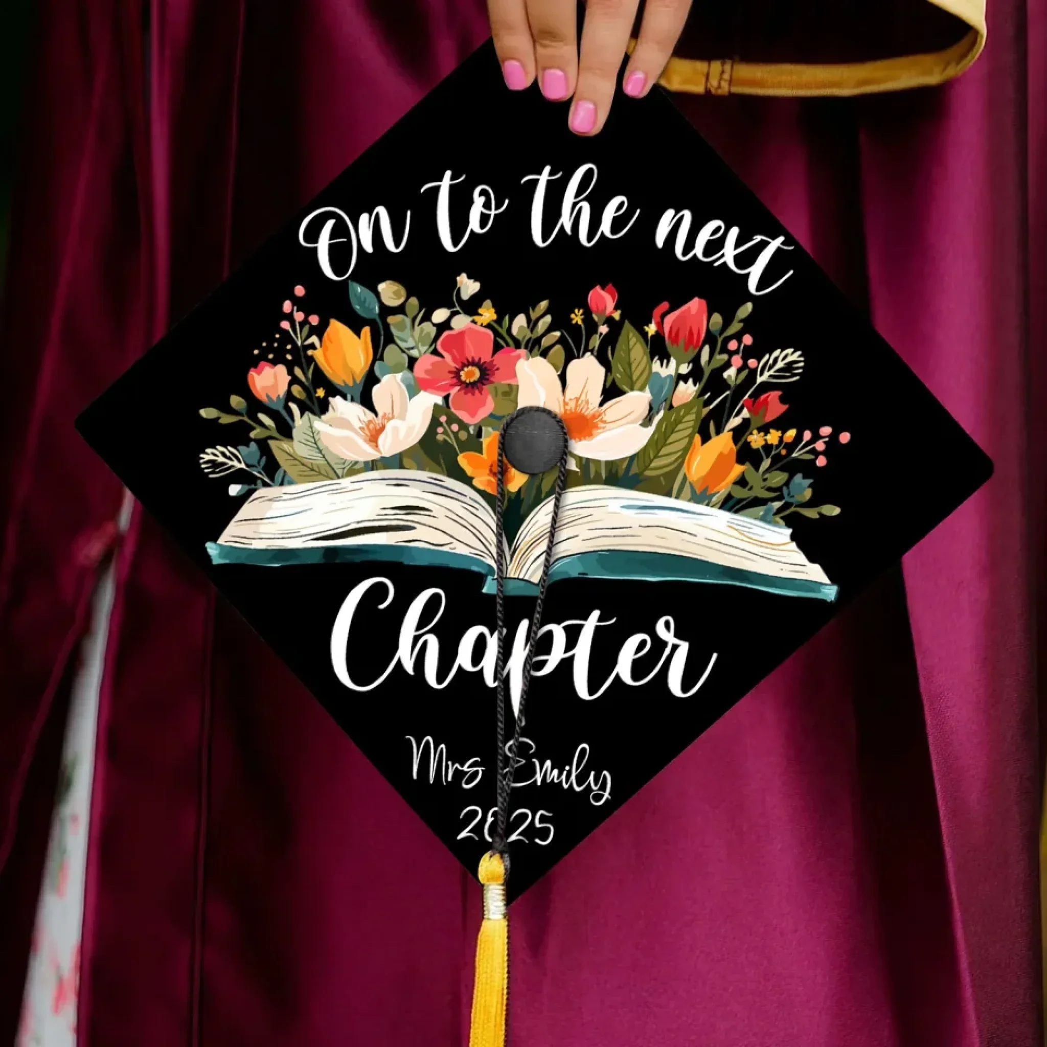 Onto The Next Chapter - Personalized Graduation Cap Topper | NA94