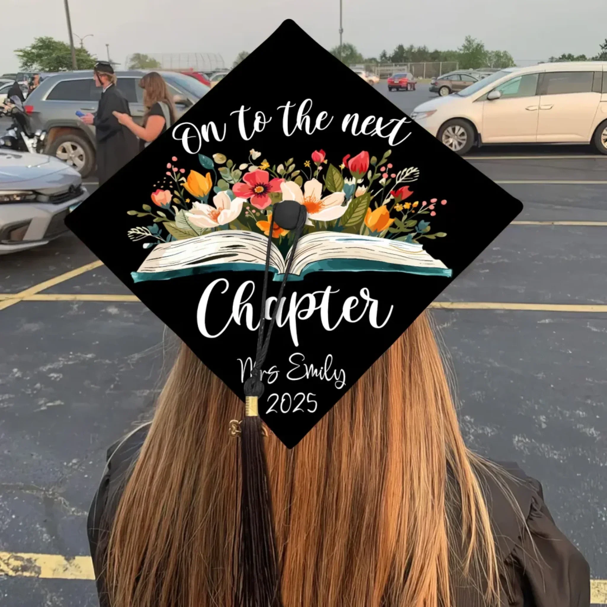 Onto The Next Chapter - Personalized Graduation Cap Topper | NA94 - Image 2