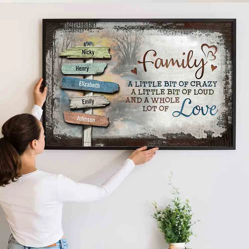 Our Crazy Loud Love Family - Personalized Canvas Poster - Gift For Mom, Family Members