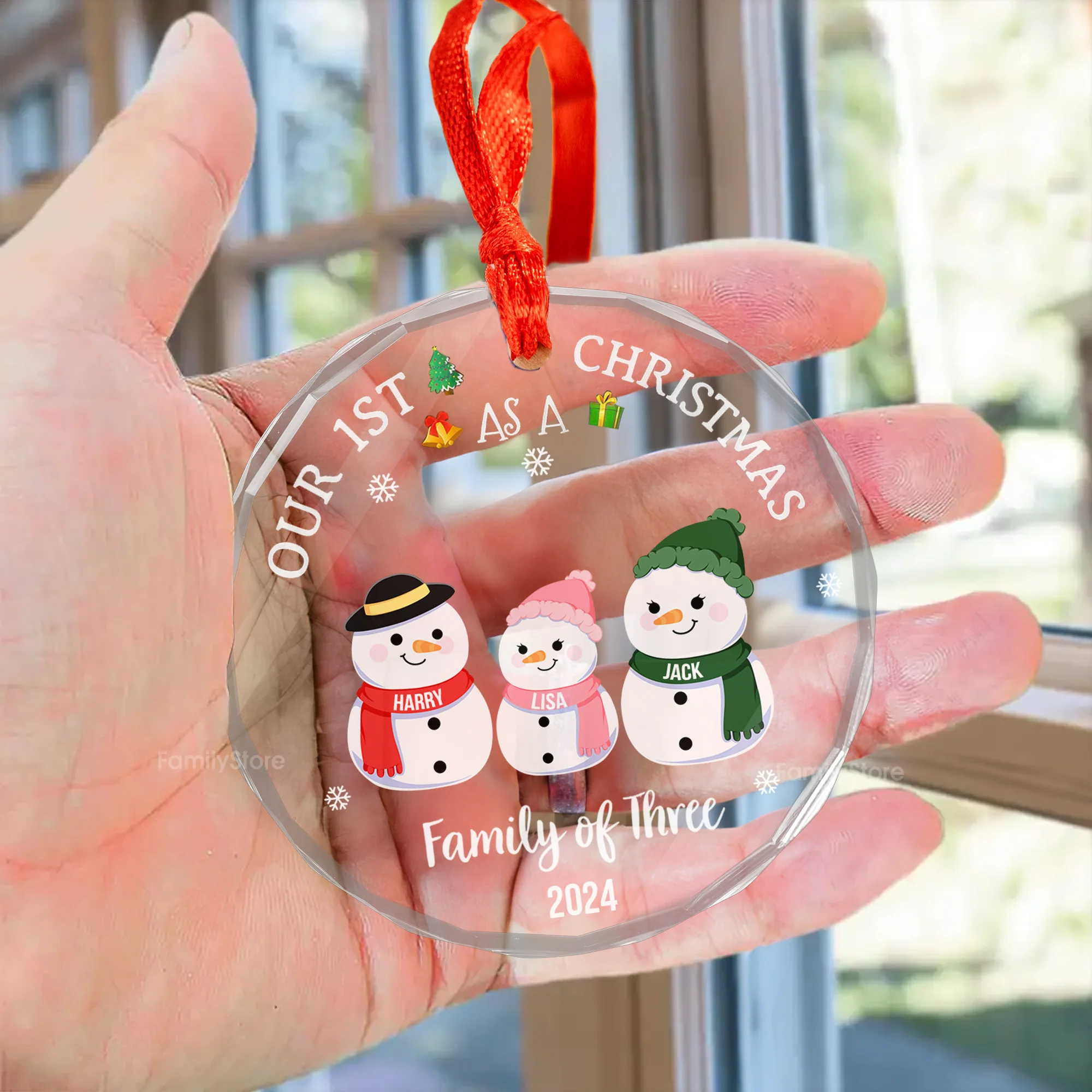 Our First Christmas As A Family - Gift For Family - Personalized Glass Ornament - CL34 NA94 - Image 3