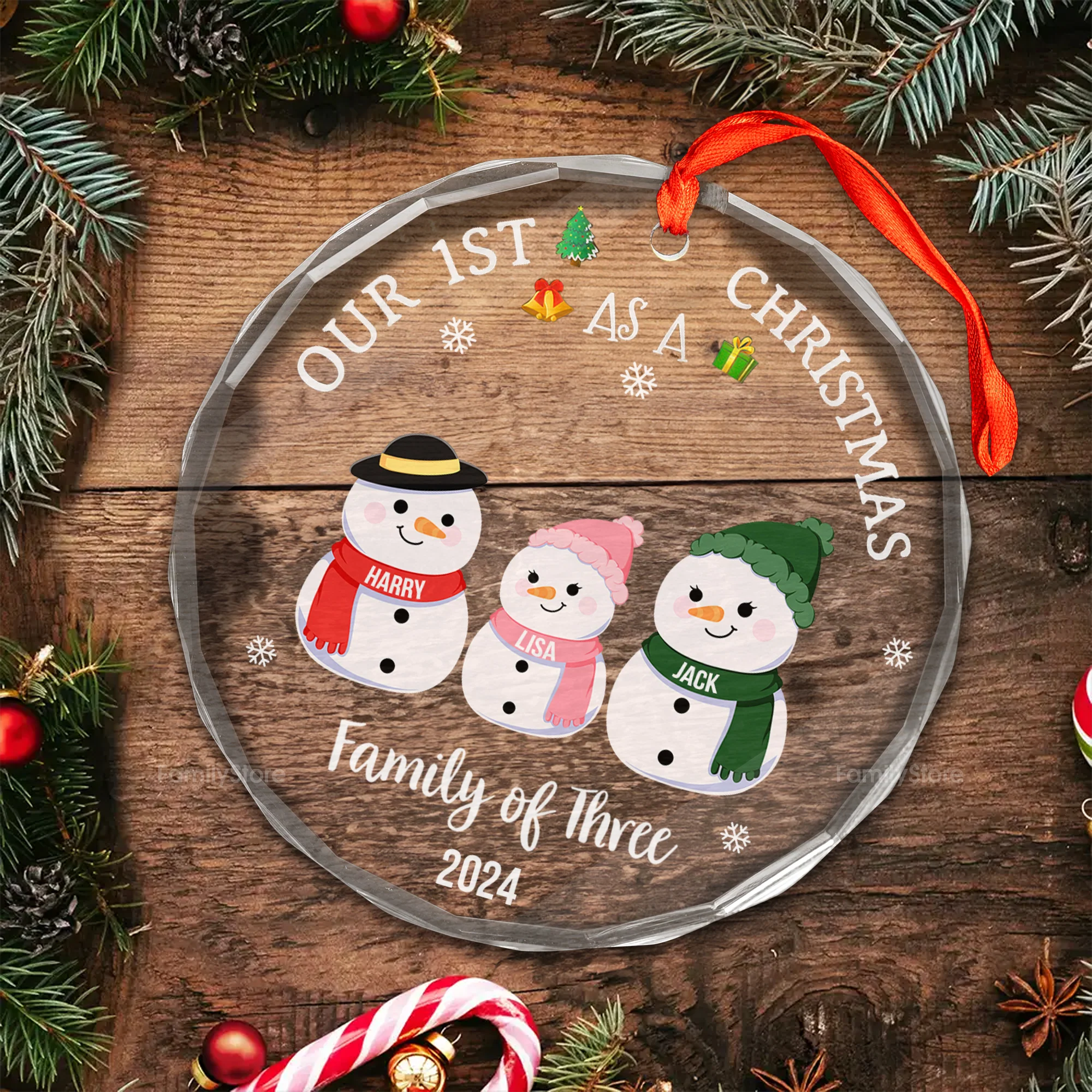 Our First Christmas As A Family - Gift For Family - Personalized Glass Ornament - CL34 NA94 - Image 4