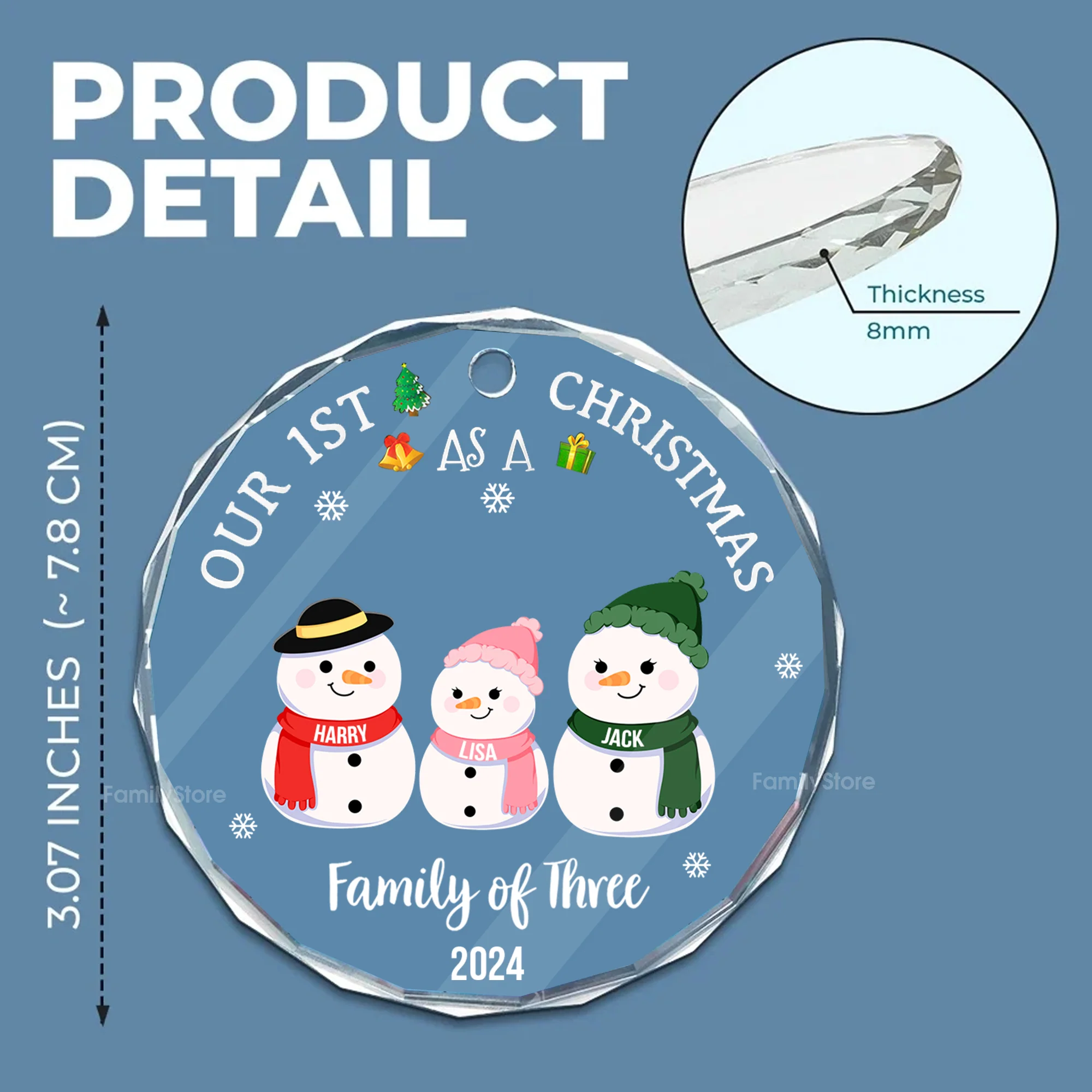 Our First Christmas As A Family - Gift For Family - Personalized Glass Ornament - CL34 NA94 - Image 5