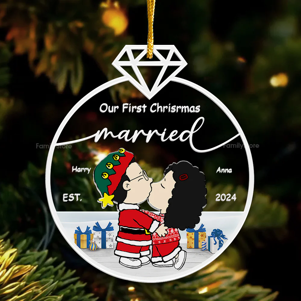 Our First Christmas Married Peanut - Personalized Acrylic Ornament - Gift For Couple, Husband Wife, Anniversary, Engagement, Wedding, Marriage Gift - CL45 NH96 - Image 4