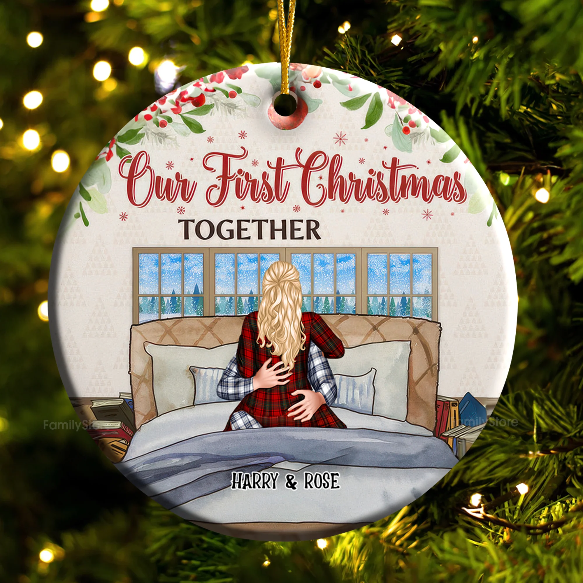 Our First Christmas Together - Gift for Couples - Personalized Ceramic Ornament - CL28 NH96 - Image 4