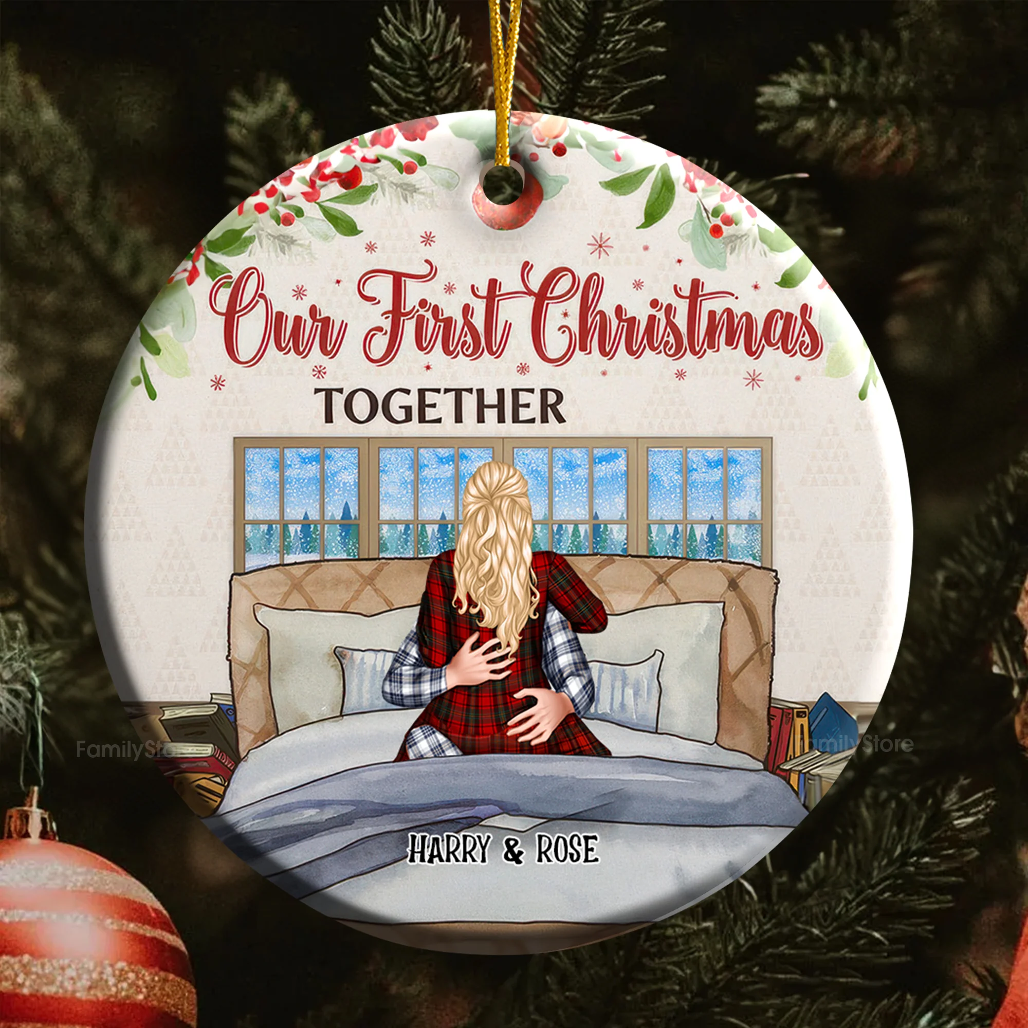Our First Christmas Together - Gift for Couples - Personalized Ceramic Ornament - CL28 NH96 - Image 5