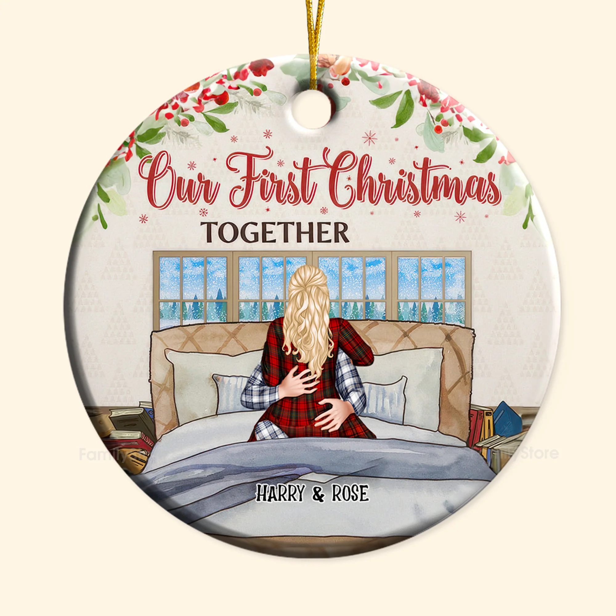 Our First Christmas Together - Gift for Couples - Personalized Ceramic Ornament - CL28 NH96 - Image 6