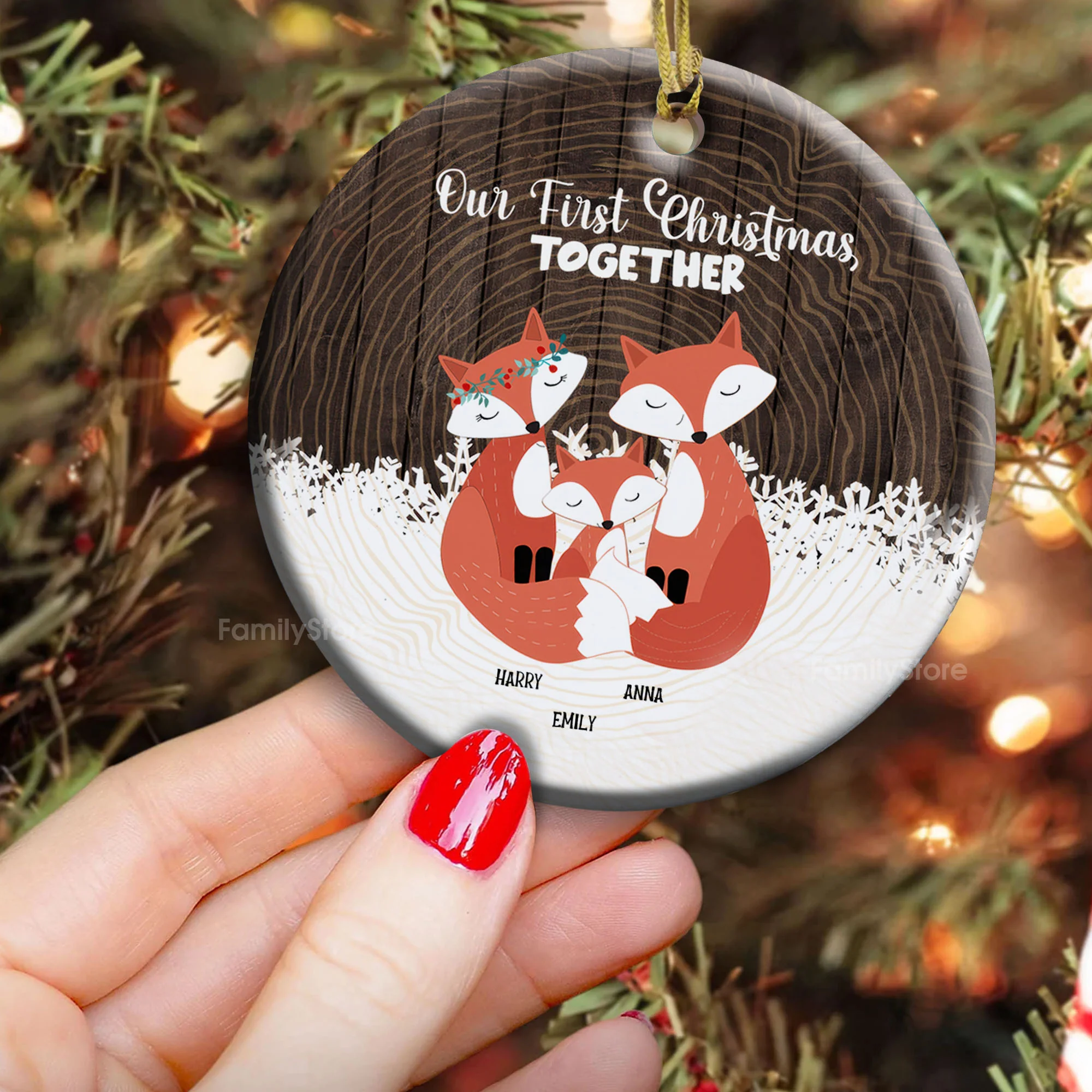 Our First Christmas Together - Gift For Family - Personalized Ceramic Ornament NA94 - Image 4