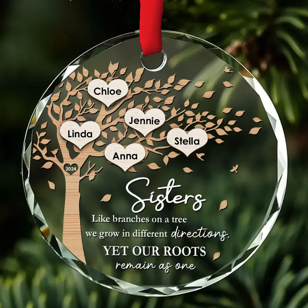 Our Roots Remain As One - Personalized Glass Ornament - Christmas Gift For Family, Sister HH01