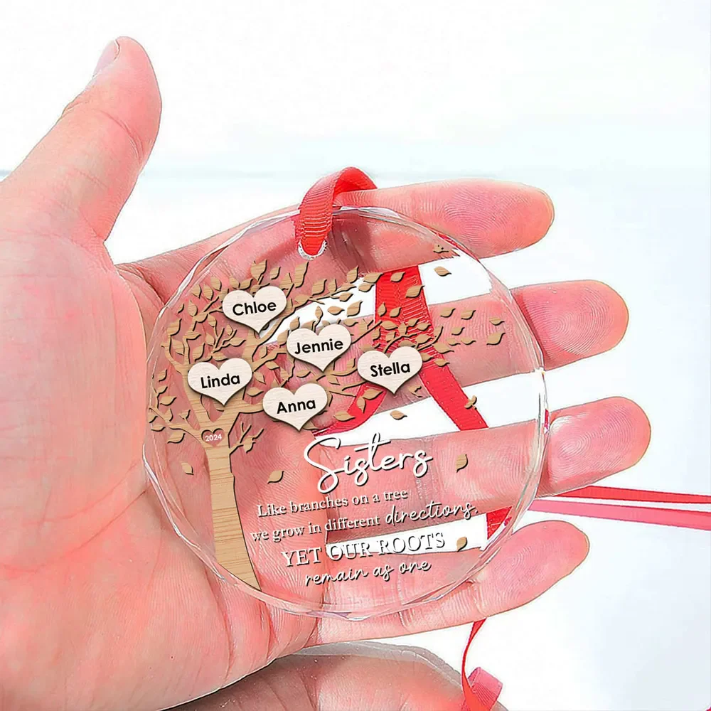 Our Roots Remain As One - Personalized Glass Ornament - Christmas Gift For Family, Sister HH01 - Image 2