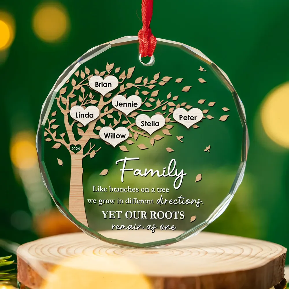 Our Roots Remain As One - Personalized Glass Ornament - Christmas Gift For Family, Sister HH01 - Image 4